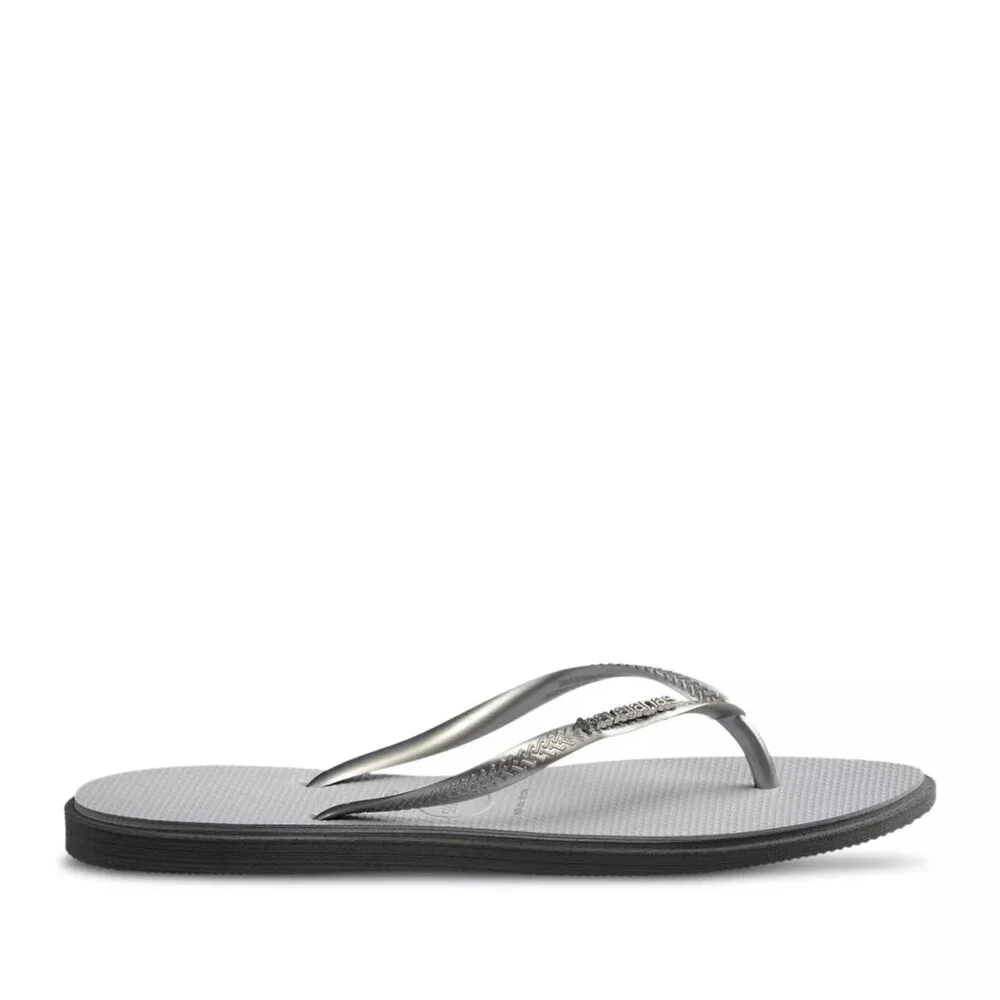 46$ Havaianas Slim Point Flip Flop Rubber Sandals Women's Size 6 US Silver - Picture 3 of 5